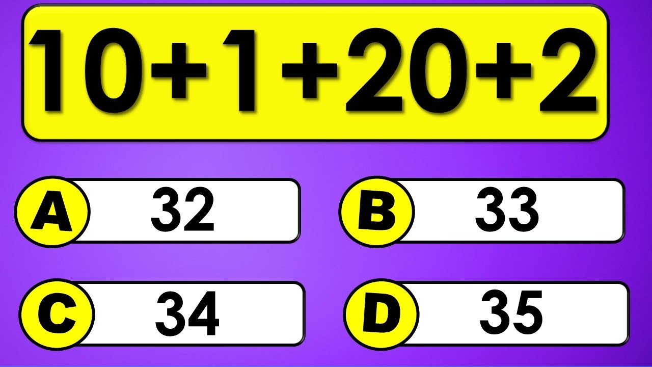 20 Simple Math Questions | Addition Quiz - YouTube