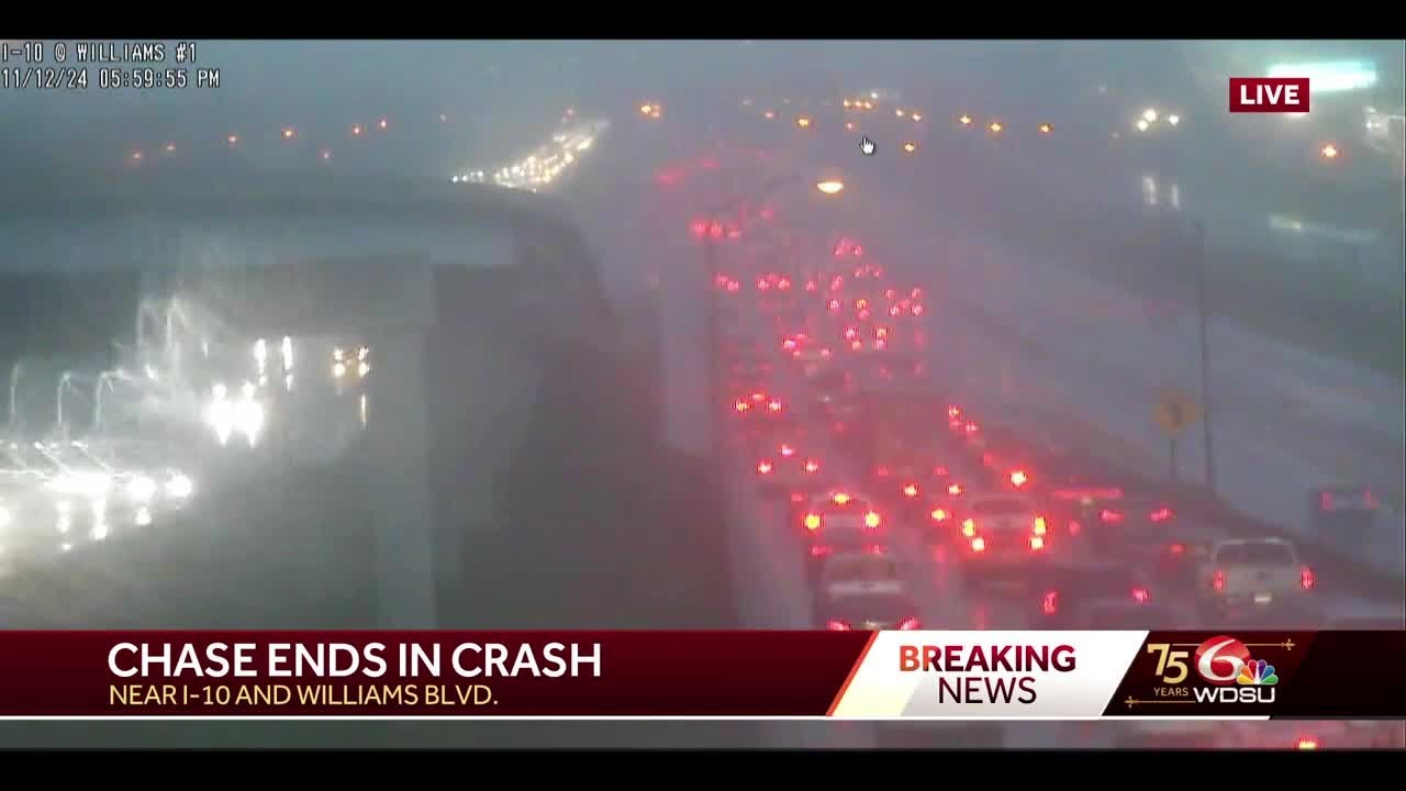 Kenner police chase ends in crash on interstate - YouTube