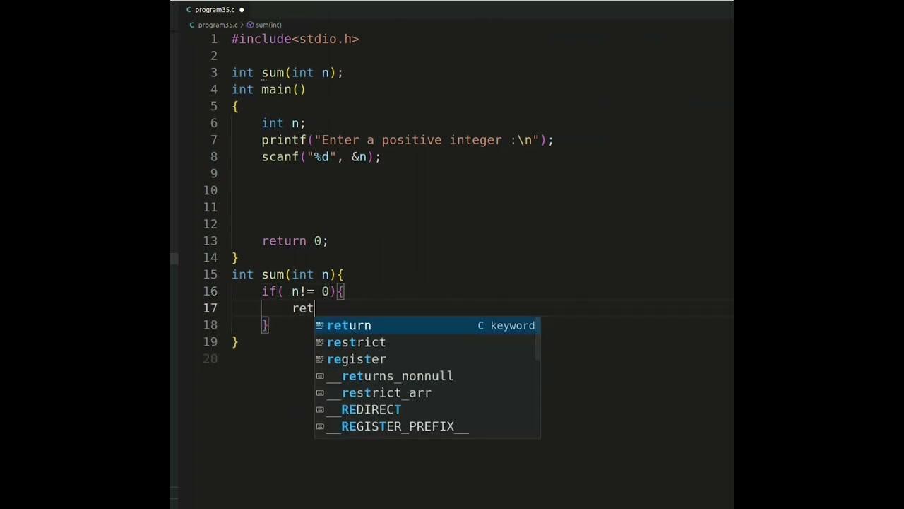 C Program to Find the Sum of Natural Numbers using Recursion | c ...