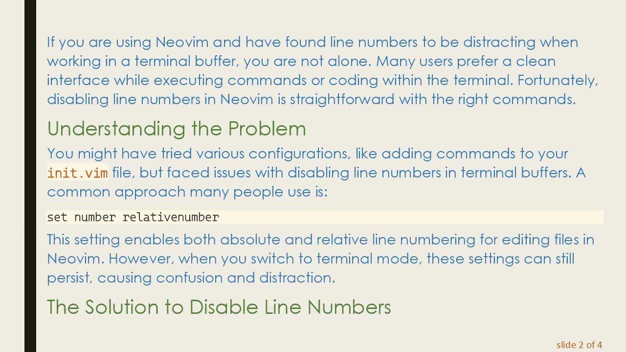 How to Disable Line Numbers in Neovim Terminal