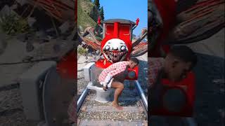 GTA V: FRANKLIN MEETS CHOO CHOO CHARLES TRAIN #shorts