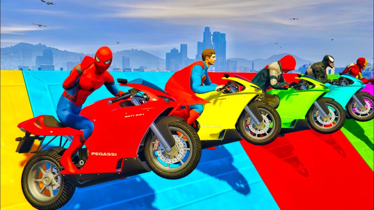 Superheroes Ramp Challenge 🚀 Spider-Man vs Ironman vs Hulk vs Superman ...