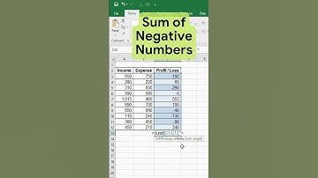 Sum of Negative Numbers #Excel #exceltutorial #shorts #excelshorts #excelhacks #viral