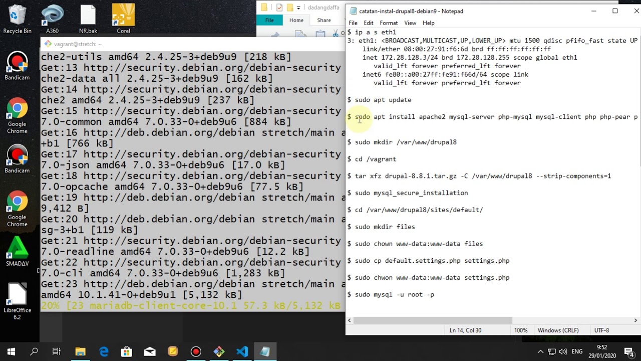 Cara instalasi drupal8 di debian9 via vagrant - YouTube