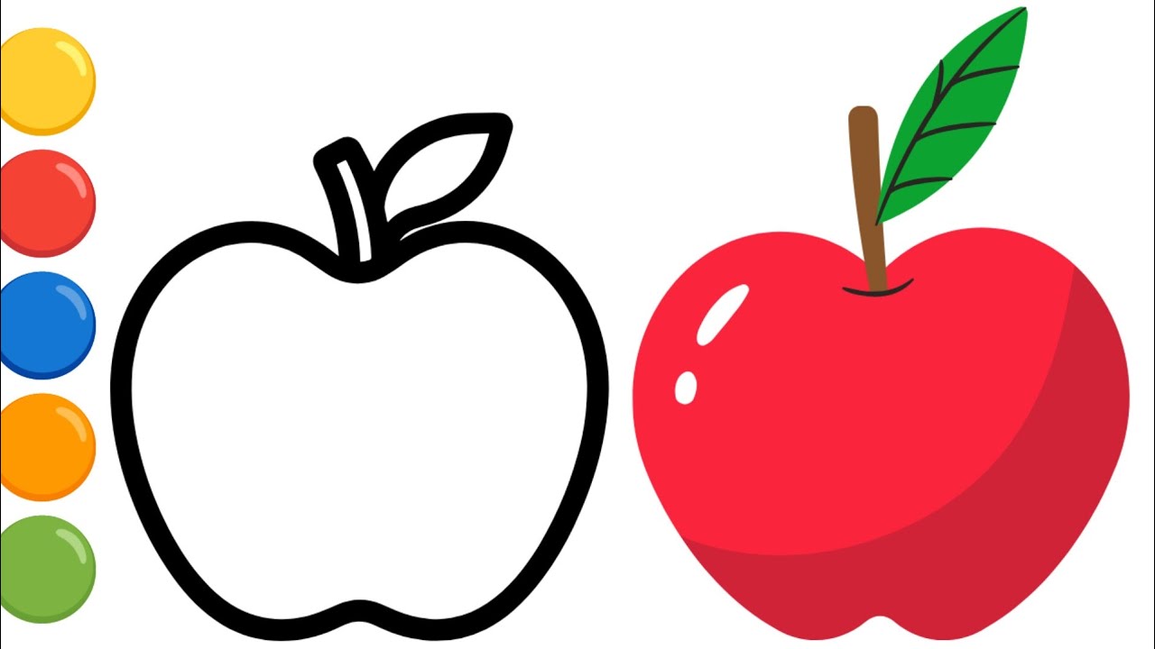 How to easy Drawing a cute Apple | step by step draw & colors | step by ...