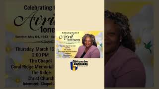 Avril Haynes | Funeral Service Announcement #ObituariesBB #Obituaries #bb #ObituariesBarbados