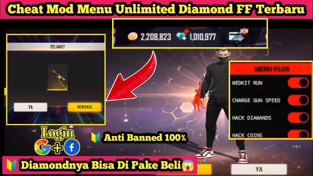 CHEAT UNLIMITED DIAMOND FF MAX & FF BIASA WORK 100