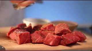 Learn the backstory of top sirloin cap kabob - a quick cook beef cut.
see how cut is made with tips on to it from our friends at canadian
be...