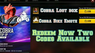 Free FIRE Cobra Loot Crate And Bike Emote Active Redeem Code screenshot 5