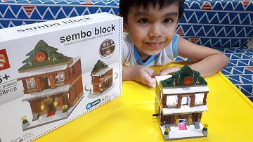 Christmas Themed Coffee Shop Lego Sembo Block Assembly