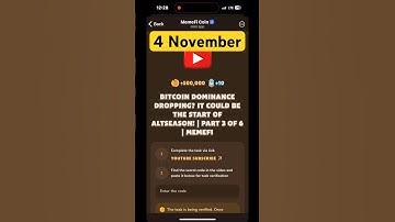 MemeFi youtube video code today 4 November | MemeFi YouTube video secret code today | #crypto