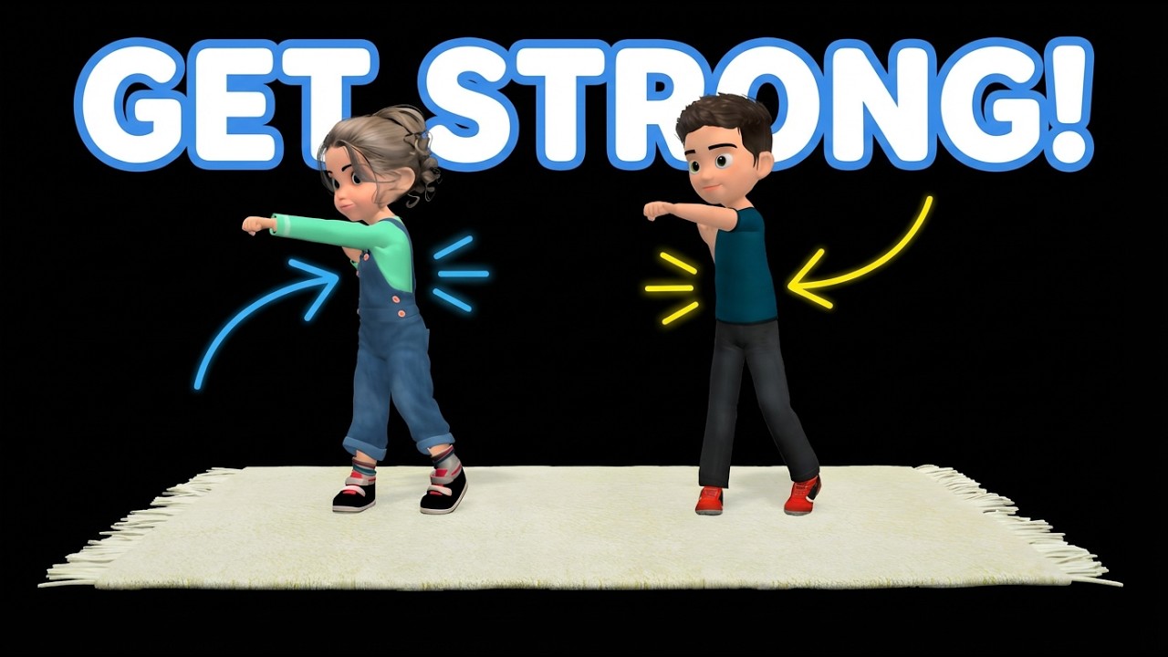 GET STRONG! 20 Min Kids Home Workout For Strength - YouTube
