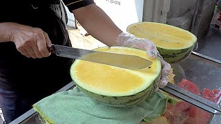 YELLOW WATERMELON AND FRUITS CUTTING - STREET FOOD
