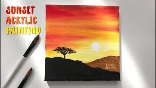 acrylic sunset beginners step easy painting