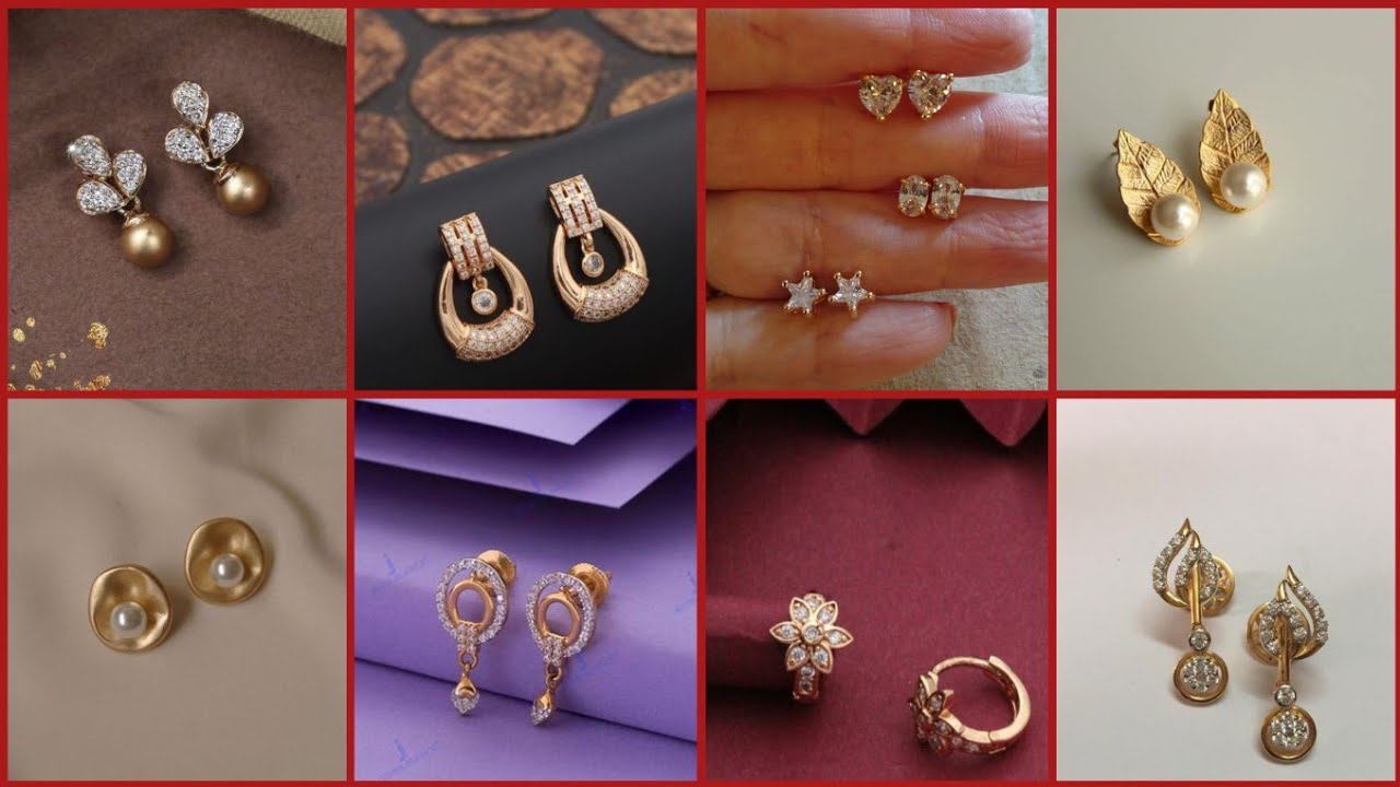 Buy Latest Daily Wear Stud Earrings Gold Designs South Indian Jewellery  Online