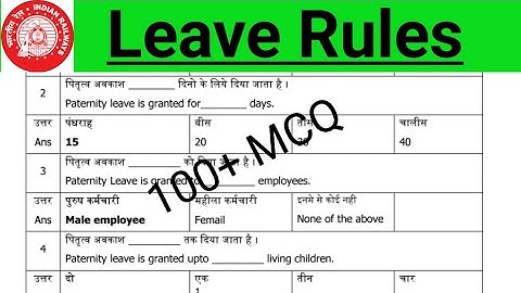 Leave Rules For Railway LDCE Exam || LDCE || GDCE || All Departments Study material