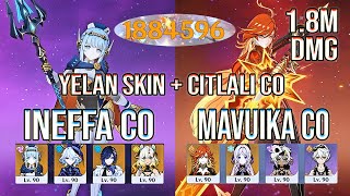 1.8M DMG?! New Yelan Skin + C0 Ineffa & Mavuika BREAK Floor 12! | Genshin Impact