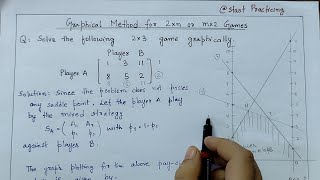 Graphical Method in Game Theory | 2xn and mx2 game without saddle point | Operation Research screenshot 2