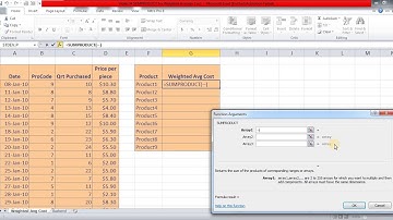 Video 34 SUMPPRODUCT for Weighted Average Cost Sachin Vartak Excel