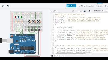 Encender 3 LEDS con  botón pulsador, con while