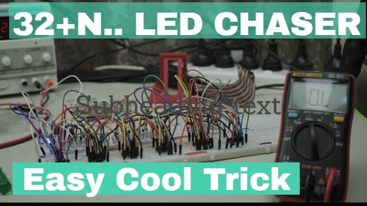 LED chaser circuit using 555 timer 4017 ic on breadboard ...
