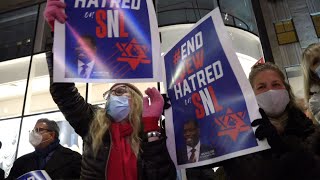 Protest Outside NBC Studios Following Antisemitic Joke on SNL