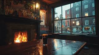 Rainy Dublin Pub ☘️ Cozy Irish Fireplace Ambience for Relaxing, Study & Sleep