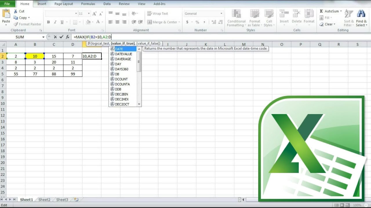 Funcion if excel