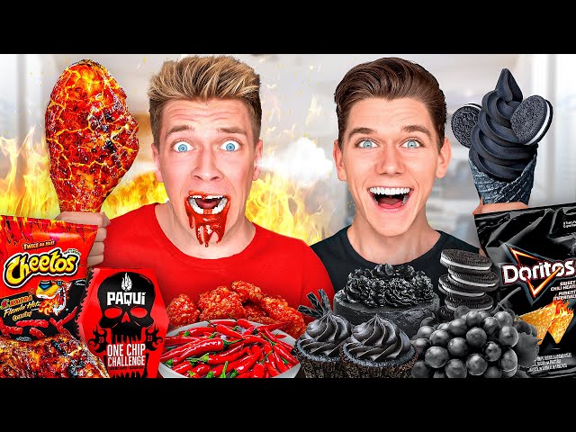 Eating Only One Color Of Food For 24 Hours!! How To Break 100 Rules with Rainbow Foods vs Friends class=