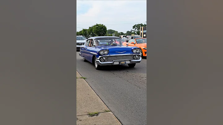 Classic Chevrolet Biscayne engine sounds drive by at woodward dream cruise 2025