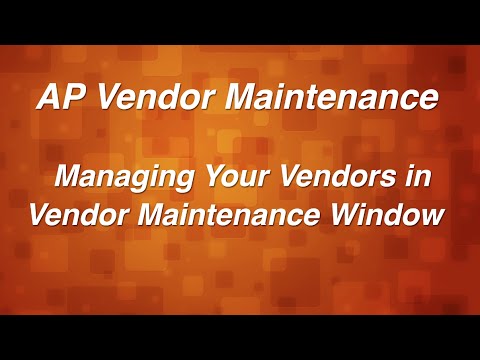 AP Vendor Maintenance