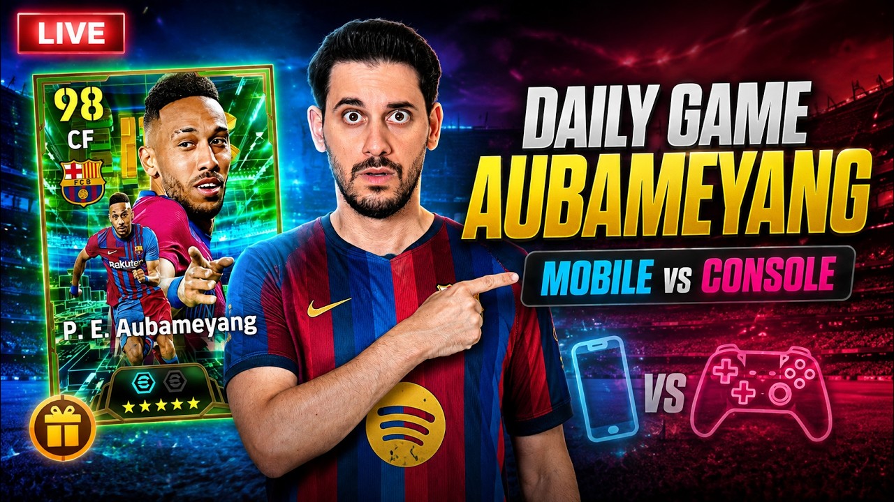 HOW GOOD IS DAILY GAME AUBAMEYANG IN A FULL BARÇA TEAM?! 👀🔥 MOBILE vs CONSOLE | eFootball 27 LIVE