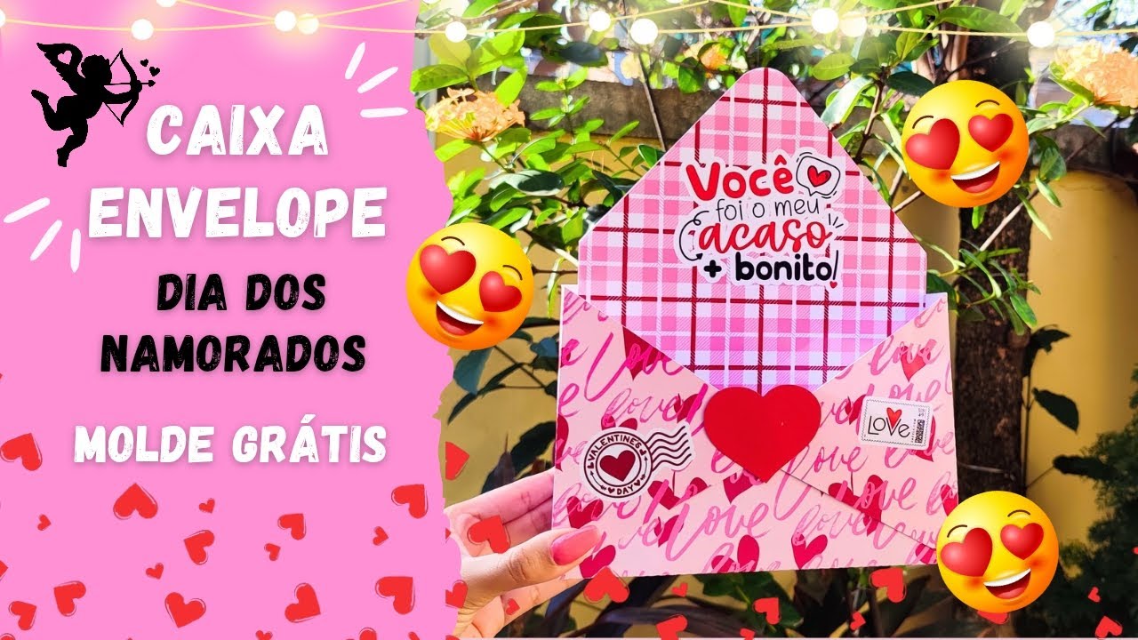 Caixa envelope dia dos Namorados ❤️ molde grátis