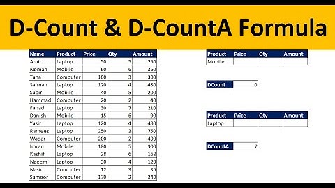 DCount and DCountA formula In Excel