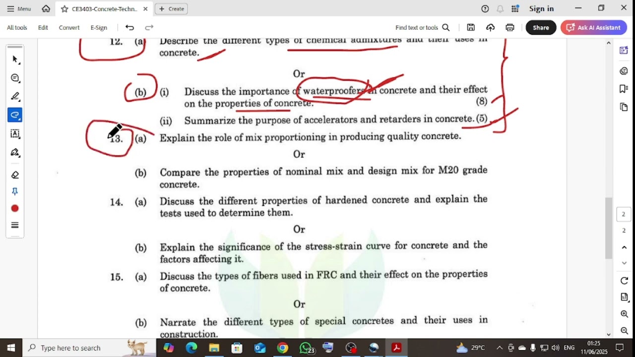 CE3403 Concrete Technology nov dec 2023 question paper