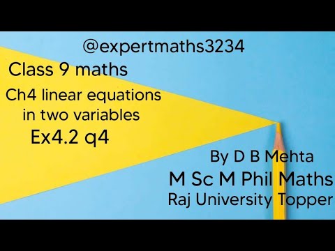 Class 9 maths| Chapter 4 | Linear equations in two variables| Ex4.2 q4 ...