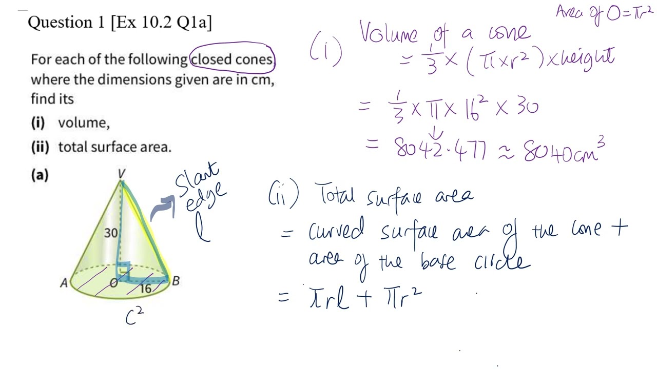Volume and area of cones, pyramids and cylinders.