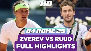 Alexander Zverev vs Casper Ruud Full Highlights - Epic Match Ahead Of Rome Open 2025 (HD)