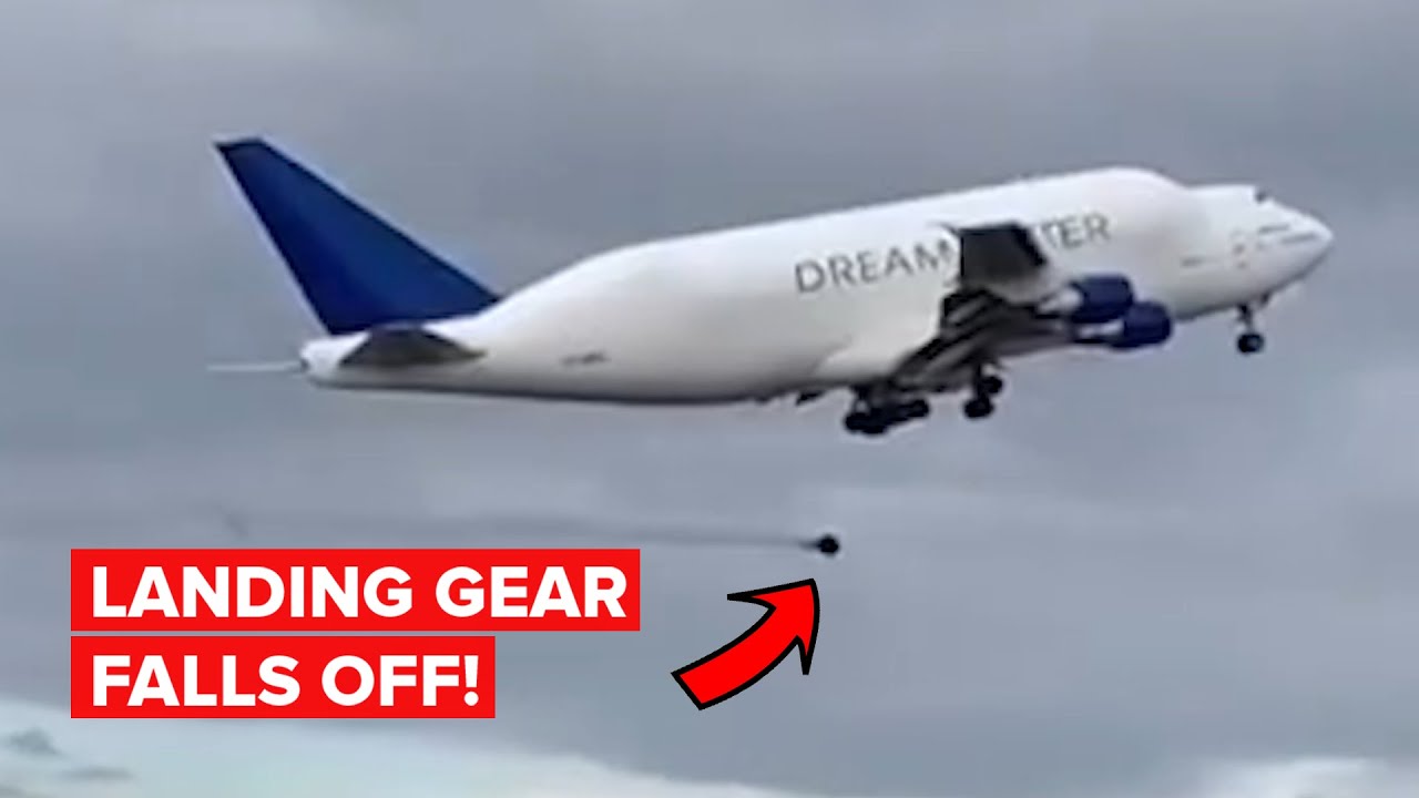 Boeing Dreamlifter WHEEL FALLS OFF after takeoff YouTube