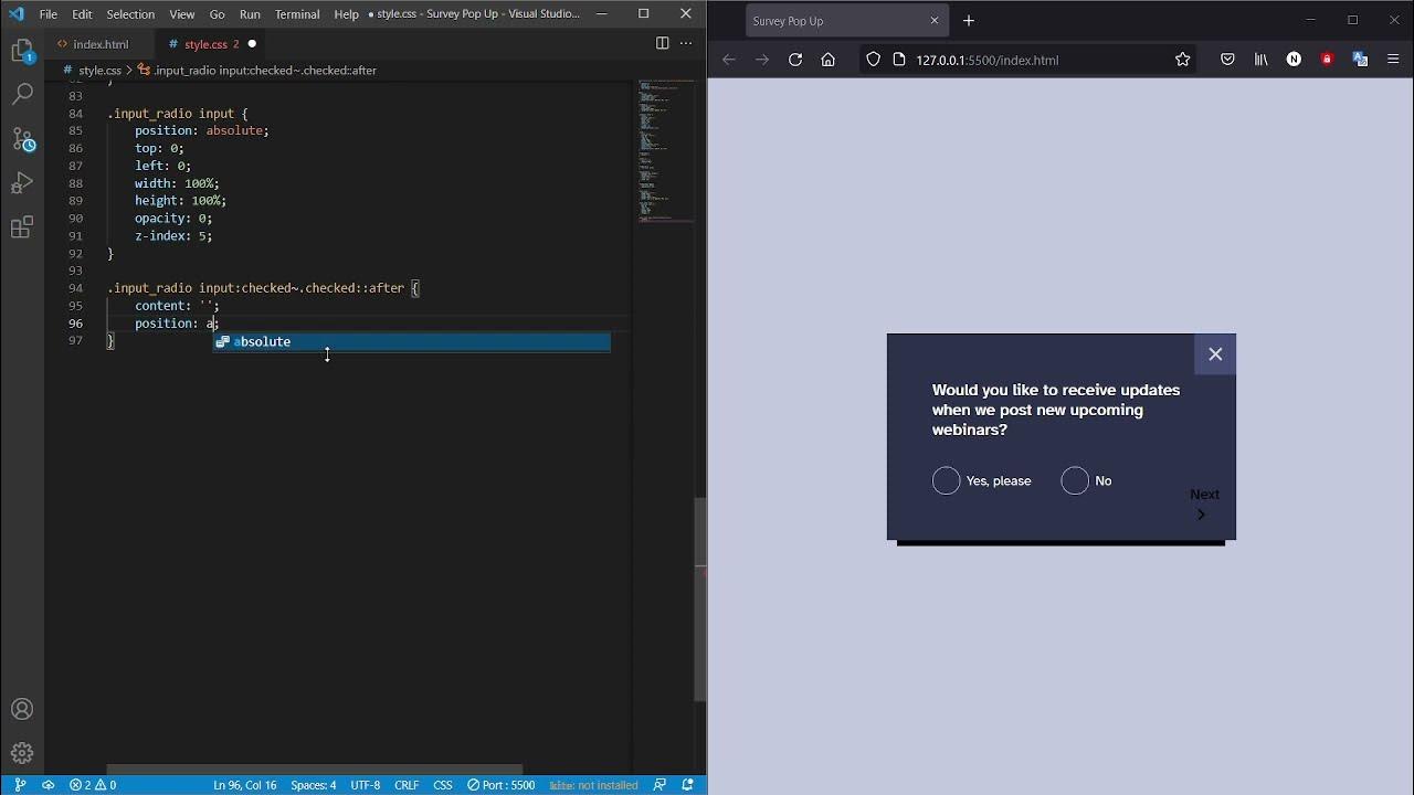Tạo cửa sổ bật lên khảo sát | Survey Pop Up | HTML & CSS DESIGN - YouTube