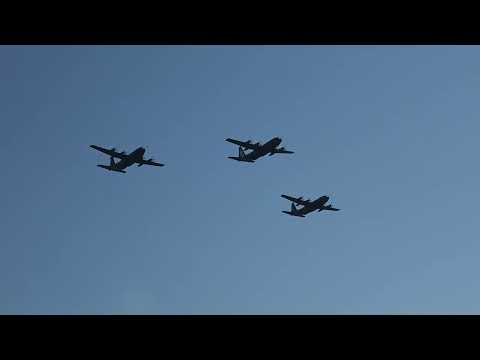 The Final Hercules C-130 - 3 Ship Flying Over Weston Park