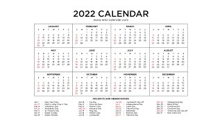 year 2022 calendar printable with holidays wiki calendar