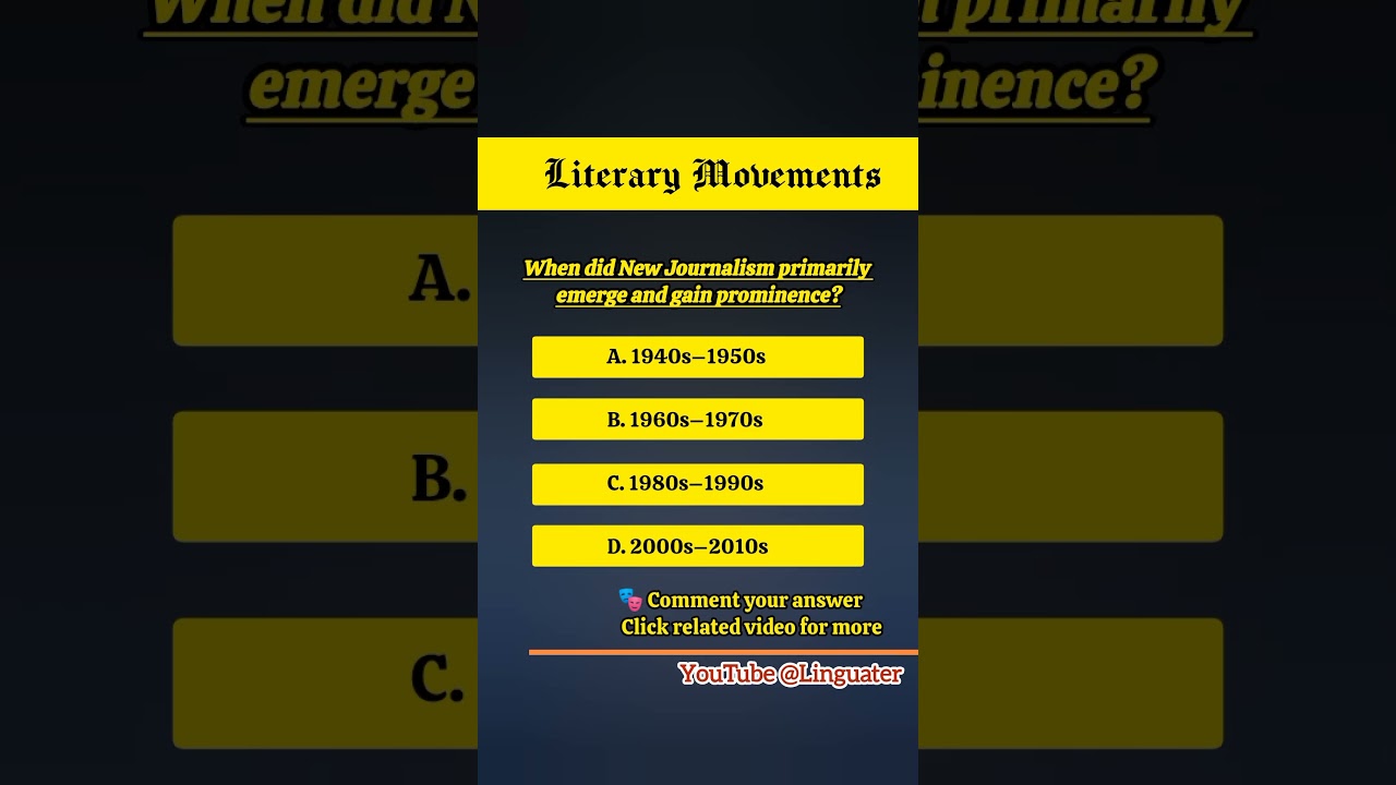 Literary Movements Quiz – When Did New Journalism Rise? | Literature Trivia 