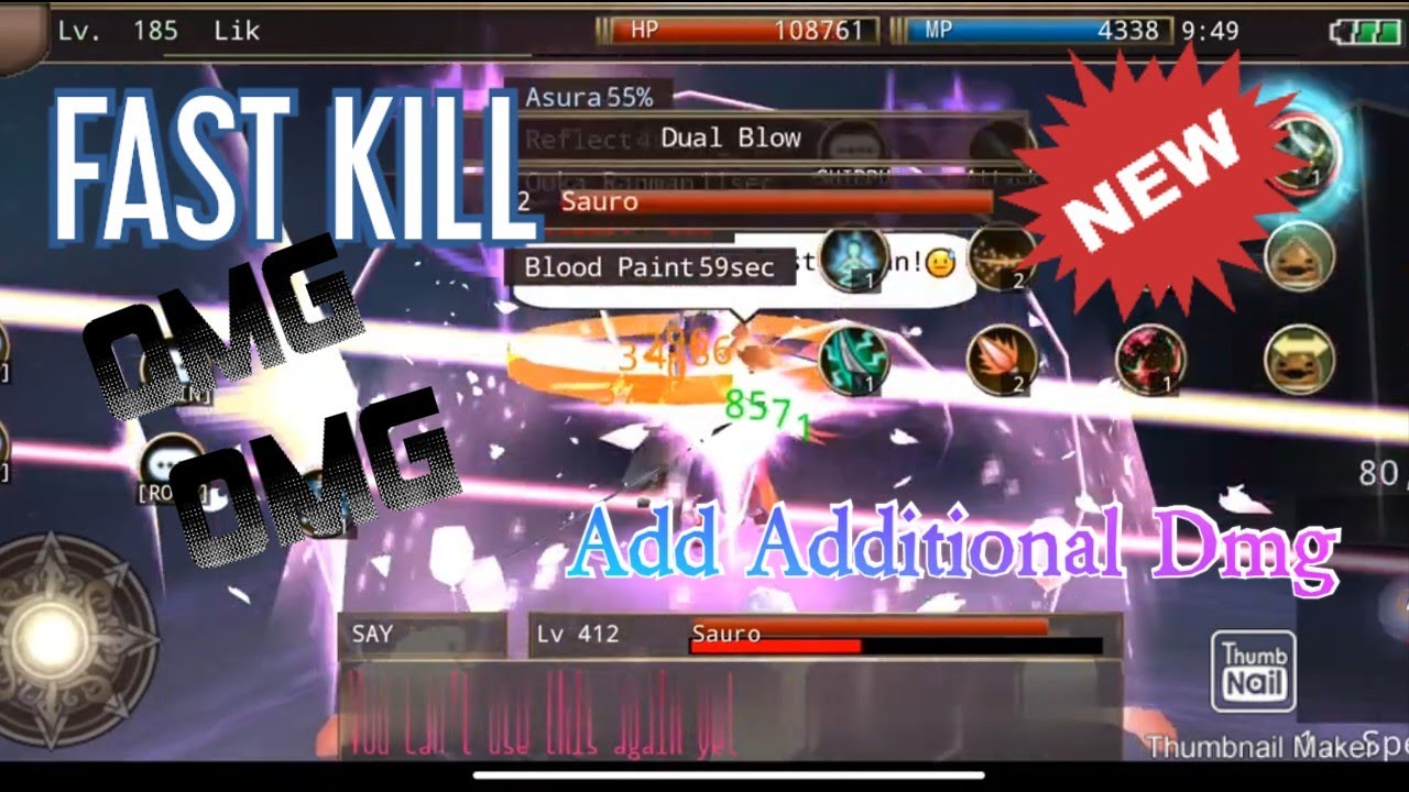 Samurai VS Young Sauro 412 (After New Skill Release) - Iruna Online