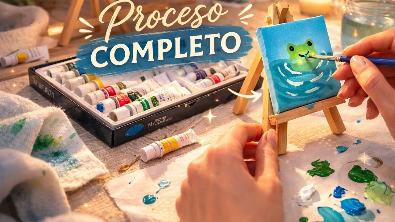 ASMR Proceso Completo 🎨 Pintando una Ranita en Mini Lienzo