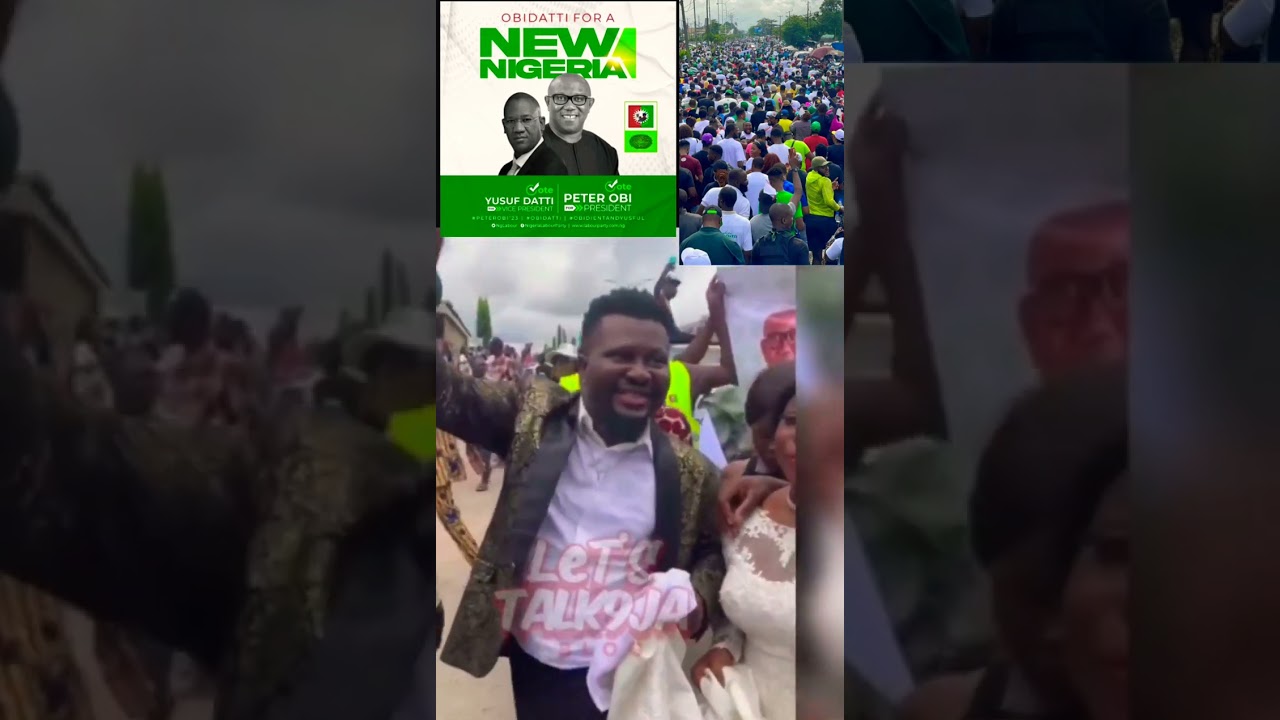 Another newly wedded Obidient couple join the peter Obi 1 million rally in Lagos for Labour Party