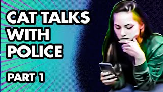 Cathryn Mellender talks with police about her boyfriend's missing parents