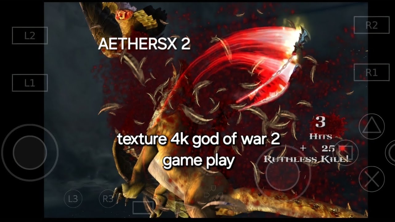 texture hd 4k god of war 2 game play, aetersx2