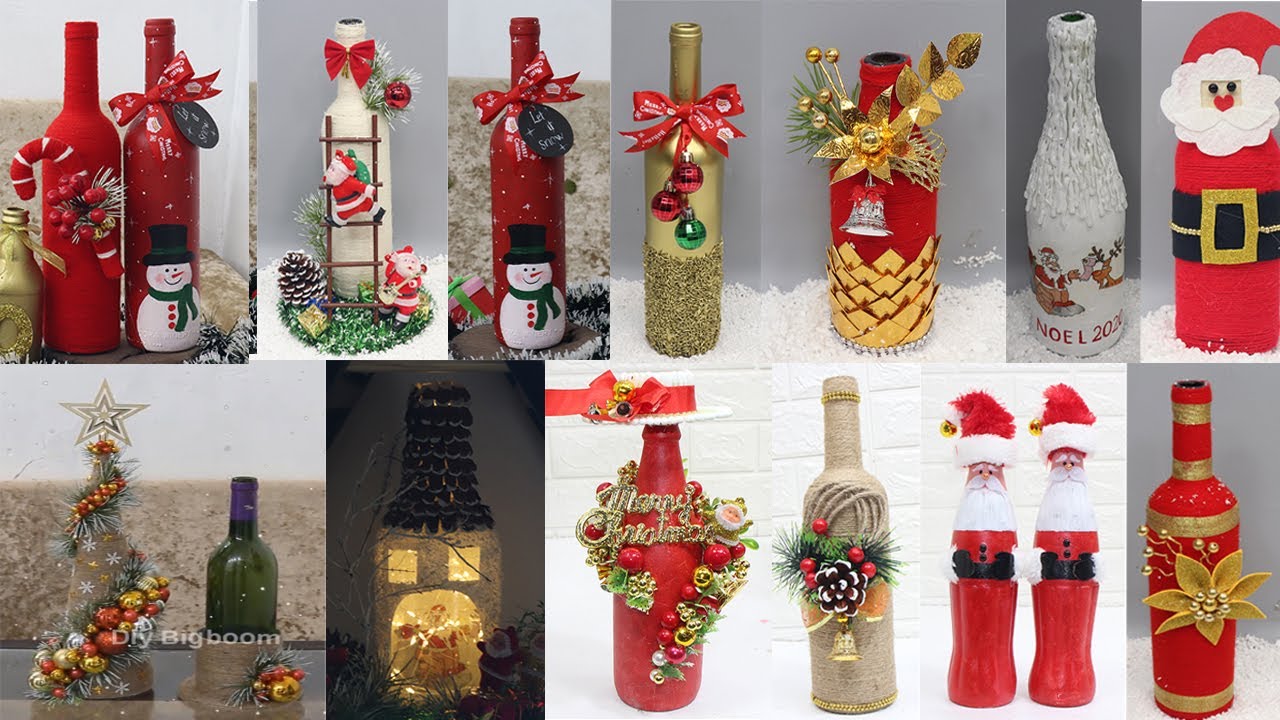 15 christmas bottle decoration ideas  Christmas bottle art ideas 