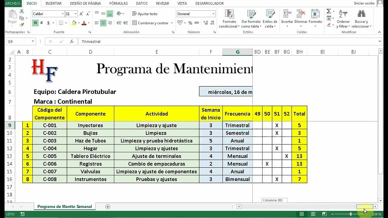 Programa De Mantenimiento Preventivo Con Excel Plantilla Youtube